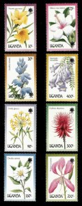 Uganda 1990 - Flowers ORCHIDS - Set of 8 Stamps - Scott #757-64 - MNH