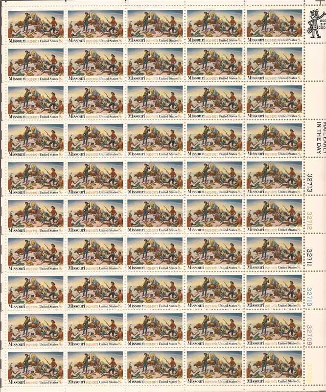 US Stamp - 1971 Missouri Statehood - 50 Stamp Sheet - Scott #1426