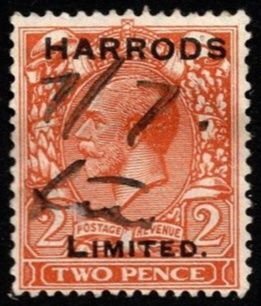 1912 Great Britain Scott #-162 King George V 2 Pence Harrods Limited Overprint