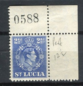 ST.LUCIA; 1938 early GVI issue MINT MNH CORNER 2.5d value