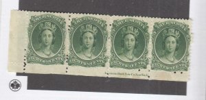 NOVA SCOTIA # 11 VF-MNH STRIP OF 4 WITH INSCRIPTION CAT VALUE $120 (NSS1)