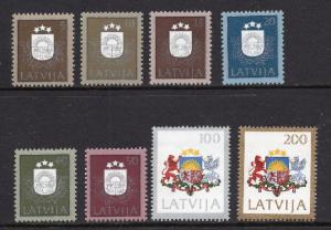 Latvia   #300-307   1991  MNH  National Arms