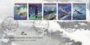Marshall Islands 1998 Legendary Aircraft  US Navy (25) 5 First Day Covers VF+