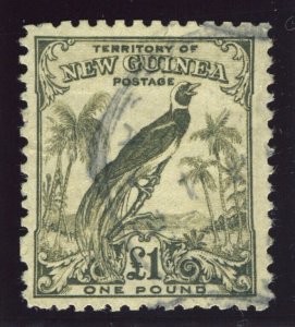 New Guinea 1932 Birds of Paradise £1 olive-grey very fine used. SG 189. Sc 45.