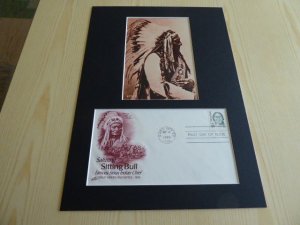 Chief Sitting Bull USA FDC Cover and mounted photograph mount size A4