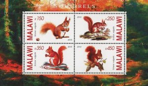 Squirrel Stamp Wild Animal Sciurus Vulgaris Souvenir Sheet of 4 Stamps MNH