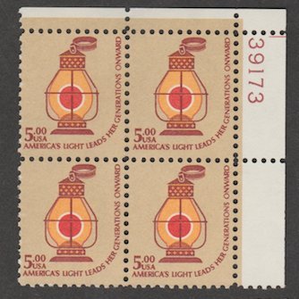 U.S. Scott #1612 Lantern Stamp - Mint NH Plate Block