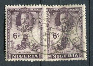 NIGERIA; 1930s early GV pictorial issue fine used 6d. Postmark Pair