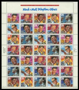 Rock and Roll Rhythm and Blues Sheet of Thirty Five 29 Cent Stamps Scott 2724-30