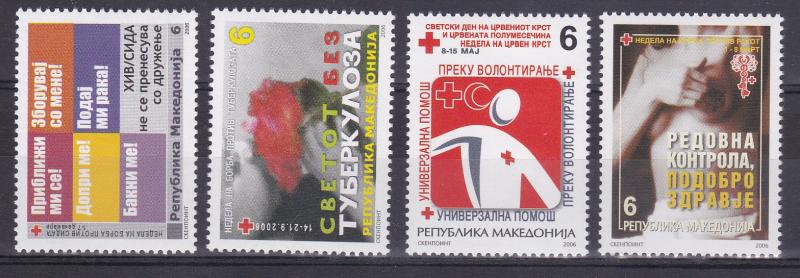 Macedonia 2006 Complete Year Red Cross Tuberculosis Cancer AIDS Medicine MNH