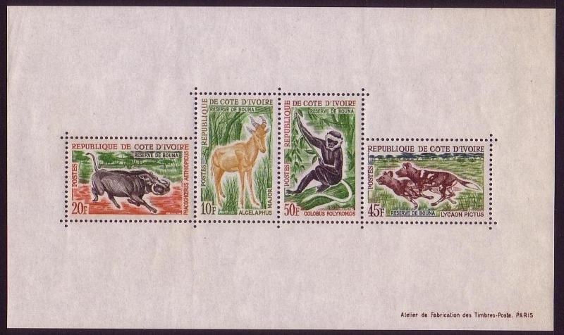 Ivory Coast Wild Animals MS D1 SG#MS236a MI#Block 2