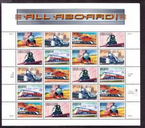 US 3333-37 33c All Aboard! Mint Sheet OG NH