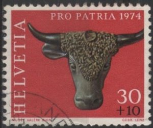 Switzerland B423 (used) 30c+10c archaeological finds: bull’s head (1975)