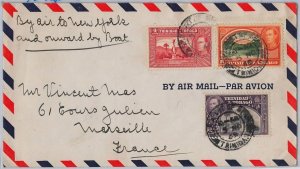 40124 - TRINIDAD & TOBAGO - POSTAL HISTORY - AIRMAIL COVER to FRANCE 1946