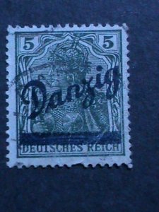 ​DAMZIG 1921-SC#34-SURCHARGE-OVER PRINT FANCY CANCEL USED-VF-102 YEARS OLD