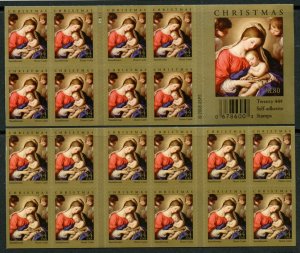 US Scott 4424a Season's Greetings  2009 Madonna and Child  pane of 20