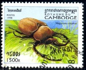 Insect, Elephant Beetle, Cambodia stamp SC#1745 Used