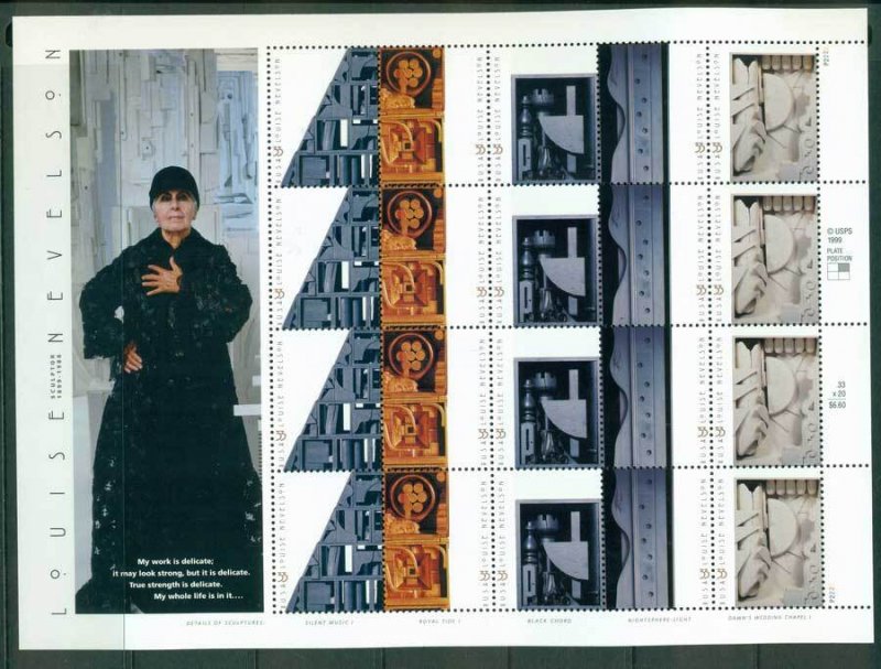 USA 2000 Sc#3379-83 Louise Nevelson Sculptor Sheetlet MUH (lot23244)