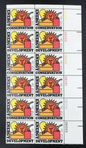 1977 Energy Conservation Plate Block of 12 13c Postage Stamps, Sc#1723, MNH, OG