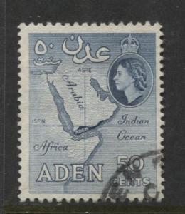 ADEN - Scott 53 - QEII Definitive- 1953-  Used - Single 50c Stamp