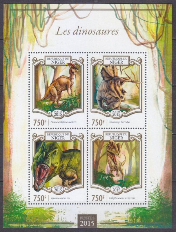 2015 Niger 3290-3293KL Dinosaurs 12,00 €