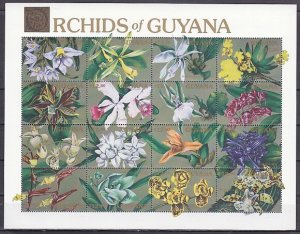 Guyana, Scott cat. 2370. Orchids of Guyana sheet of 16. ^
