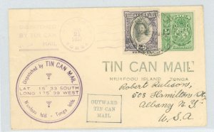 Tonga 39/56 1937 Tin can mail