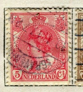 NETHERLANDS; 1898 early classic Wilhelmina issue used 5c. value