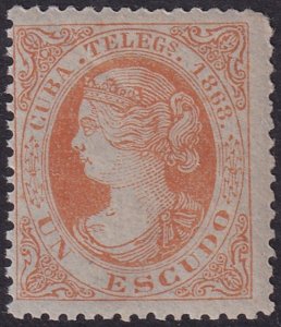 Cuba 1868 telégrafo Ed 3 telegraph MNH** some crazed gum