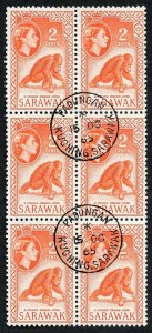 SARAWAK SG205 1965 2c Red-orange Wmk w12 THE KEY VALUE CDS Block Cat 96 pounds