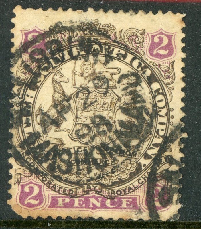 Southern Rhodesia 1896 British South Africa QV 2d SG #43 VFU A476