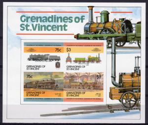 St. Vincent Grenadines Sc#345a 1984-87 Trains S.S.IMPERF.W/NUMBER MNH