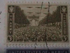 ​UNITED STATES-1945-SC#934 WORLD WORL II -COVER-FANCY CANCEL-VF 79 YEARS OLD