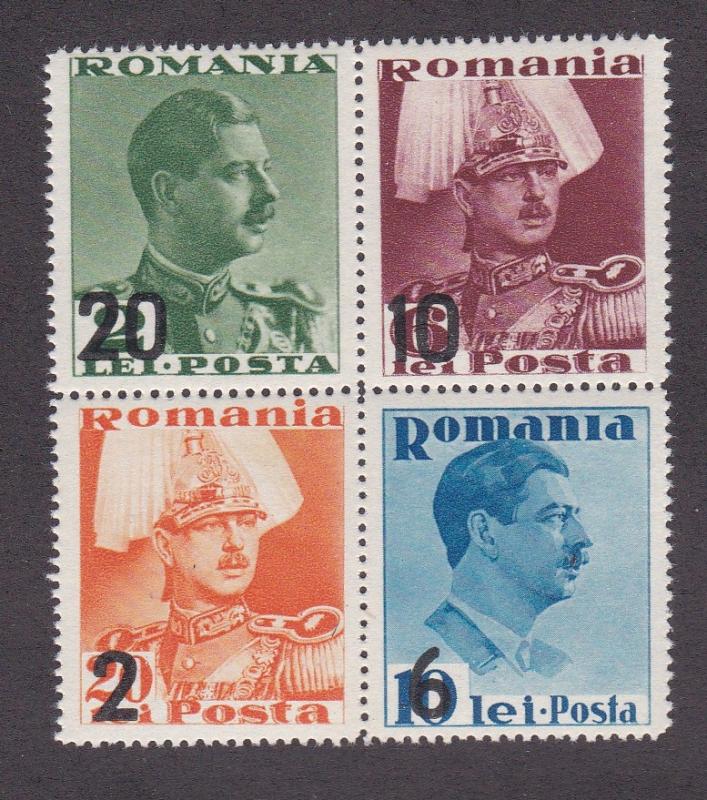 Romania # 469a-d, King Carol, Block of Four from Souvenir Sheet, NH