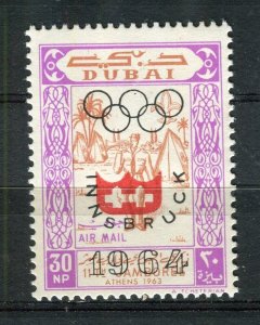 DUBAI; 1964 early Winter Olympics issue fine Mint hinged 30np. value