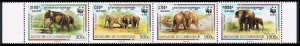 Cambodia 1597 ad strip,MNH.Michel 1680-1683. WWF 1997.Elephants Elephas Maximum.