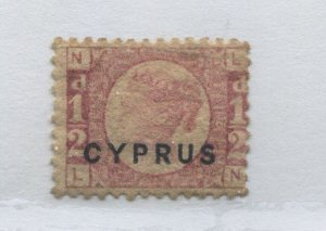 Cyprus QV overprinted 1880 1/2d Plate 15 mint no gum