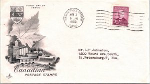 Canada 1952 FDC Canadian Postage Stamps - Niagara Falls, Ont - Single - F76828