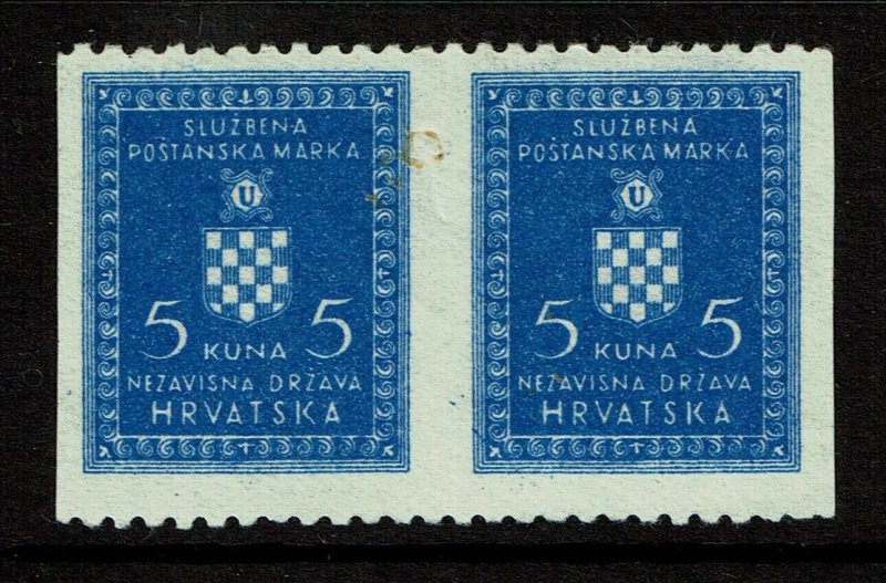 Croatia SC# O8 Imperf Between Pair / No Gum - S9633