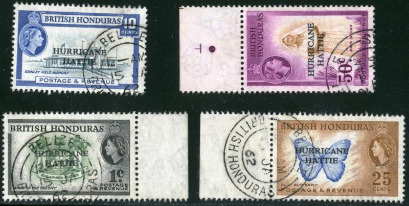 BELIZE-BRITISH HONDURAS - #163 THRU 166, USED SET OF 4 STAMPS- 1962 - BELHON001