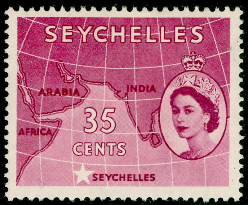 SEYCHELLES SG180a, 35c crimson, M MINT.