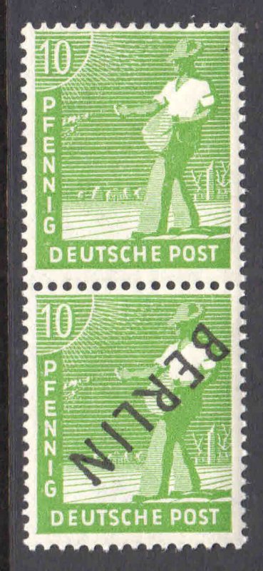 GERMANY BERLIN 9N4 PAIR ONE INVERTED OVERPRT ONE NO OVERPRT OG NH F-VF SIGNED