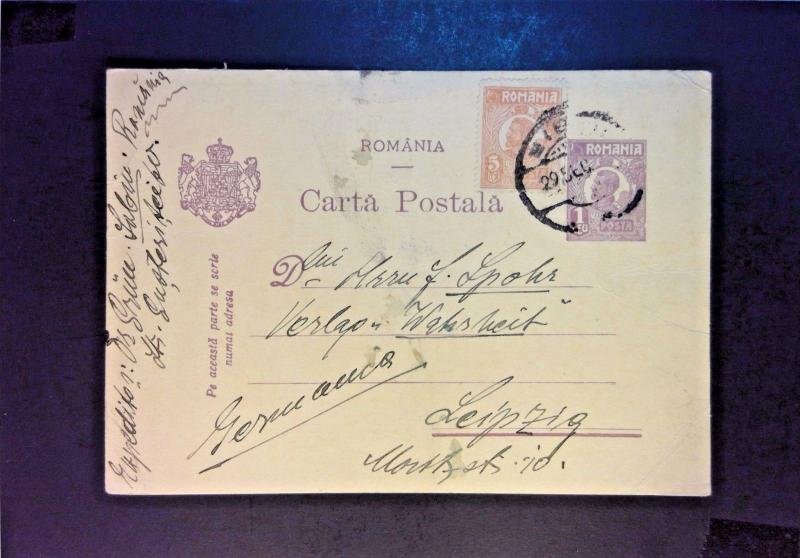 Romania Early Uprated Postal Card Used (Light Creasing) - Z890