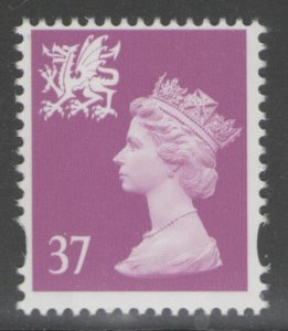 WALES SGW81 1997 37p BRIGHT MAUVE (2 BANDS) MNH