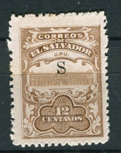 SALVADOR; 1915-16 Unissued Remainders ' S ' Optd fine Mint hinged 12c. value