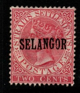 MALAYA SELANGOR SG34 1886 2c PALE ROSE UNUSED 