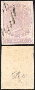 Ceylon SG16 1/2d Reddish Lilac No Wmk White Paper Used Cat 250 pounds