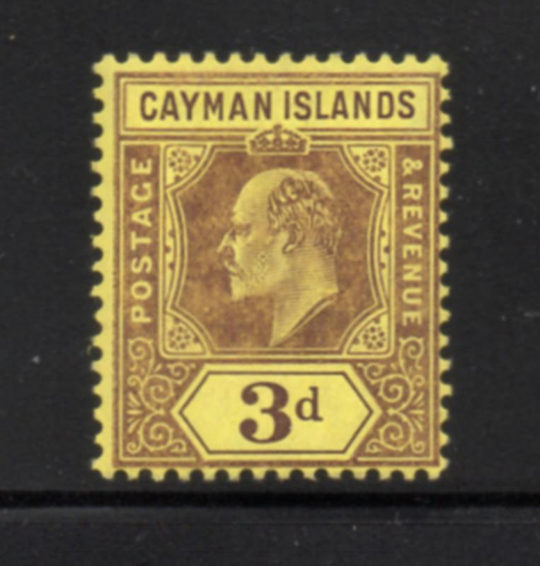 Cayman Islands Sc 24 1907 3d violet on yellow Edward VII stamp mint