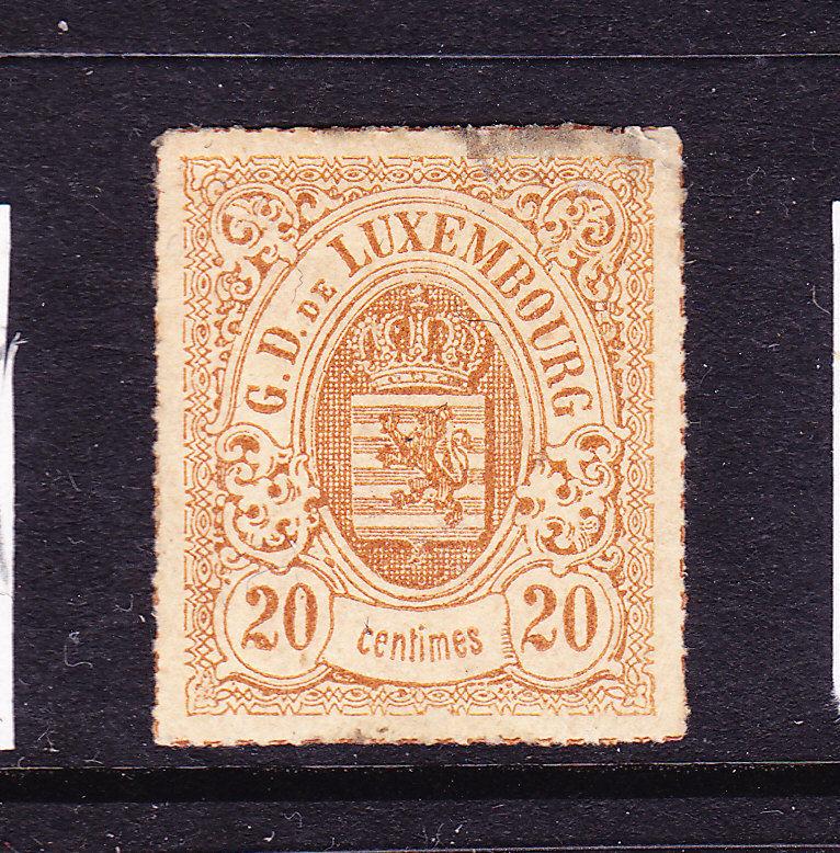 LUXEMBOURG  1865-74  20c  ARMS  ROULETTE  MLH  Sc 21a