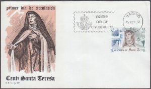 SPAIN Sc #2302.2 FDC SAINT THERESA of AVILA, whose  GRANDMOTHER was JEWISH